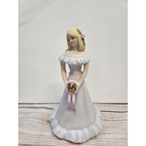 Enesco Growing Up 16th Birthday Girl Blonde Porcelain Figurine '81, 7.5"Tall